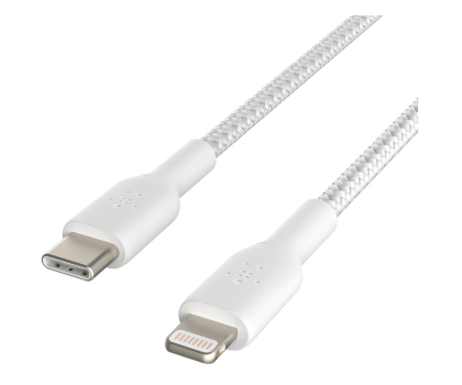 Kabel Lightning Belkin Kabel USB-C na Lightning, w oplocie, 2m, biały